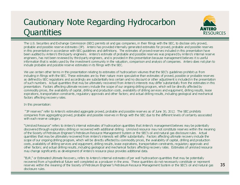 Company Overview November 2012 – Antero Resources – slide 35