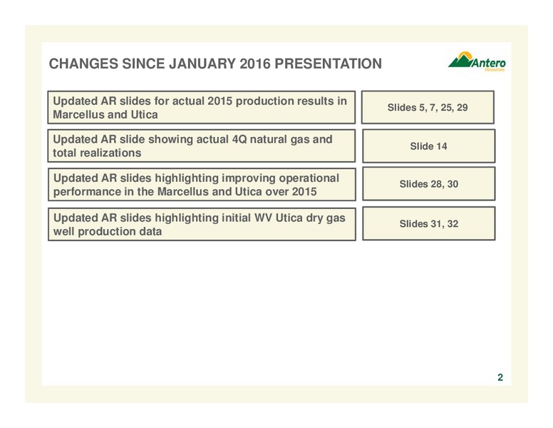 January 2016 Company Overview Update – Antero Resources – slide 2