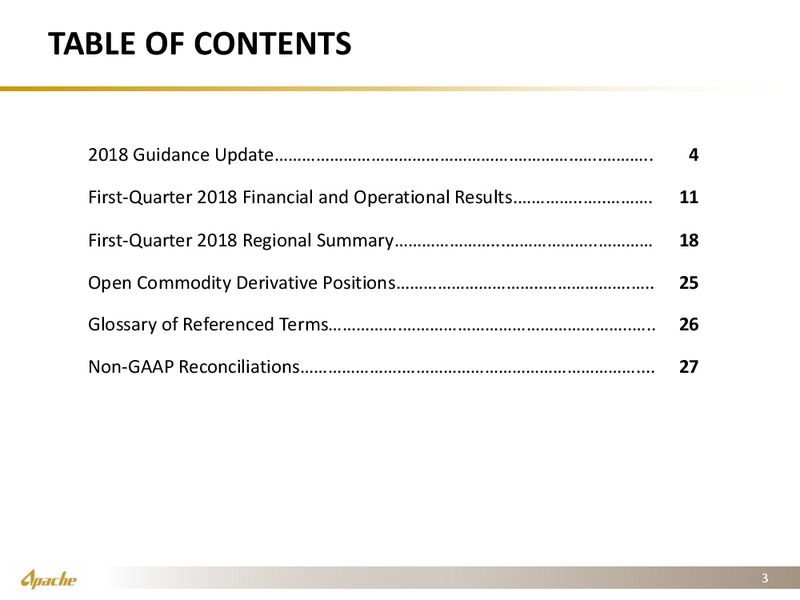 1Q 2018 Earnings Presentation – Apache Corp – slide 2
