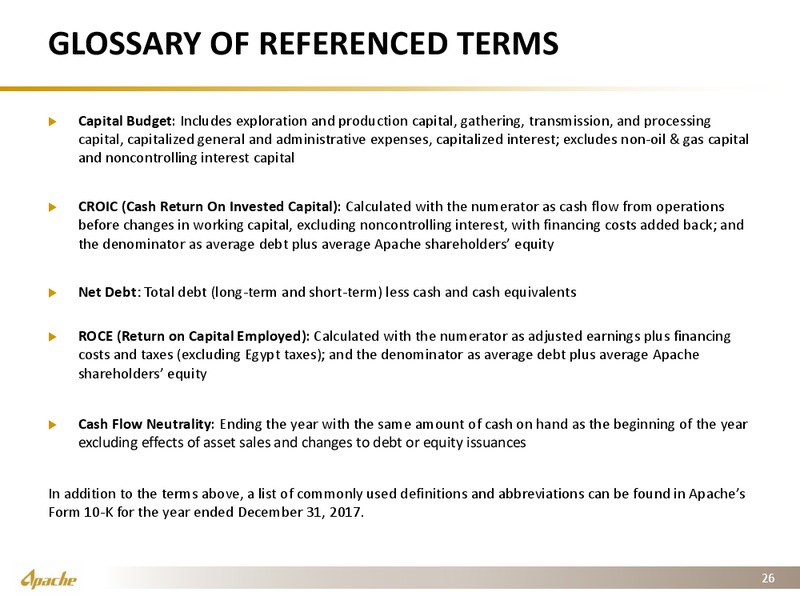 1Q 2018 Earnings Presentation – Apache Corp – slide 25