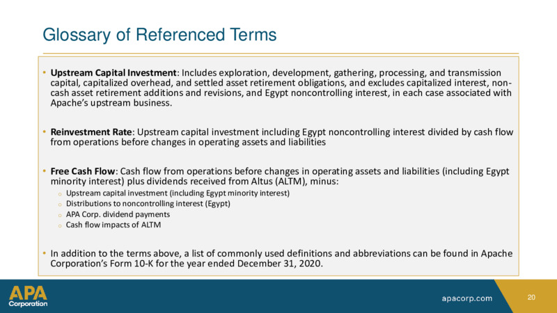 First Quarter 2021 Presentation – Apache Corp – slide 19