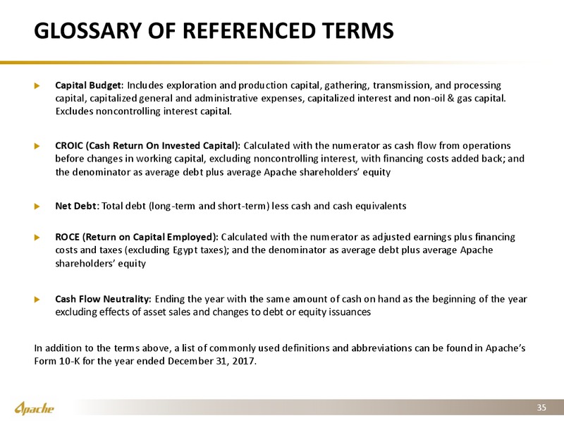 2Q 2018 Investor Presentation – Apache Corp – slide 34