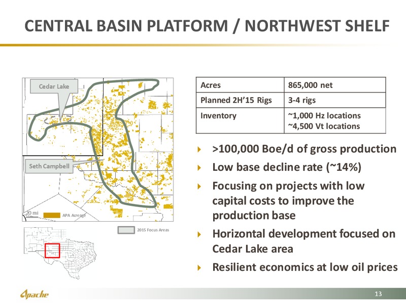 August 2015 Investor Presentation – Apache Corp – slide 13