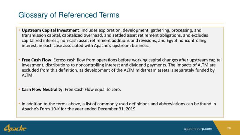 September 2020 Company Presentation – Apache Corp – slide 19