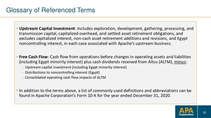 3Q 2021 Investor Presentation – Apache Corp – slide 21