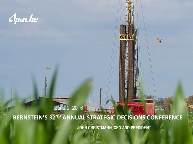 Bernstein's 32nd Annual Strategic Decisions Conference – Apache Corp – slide 1