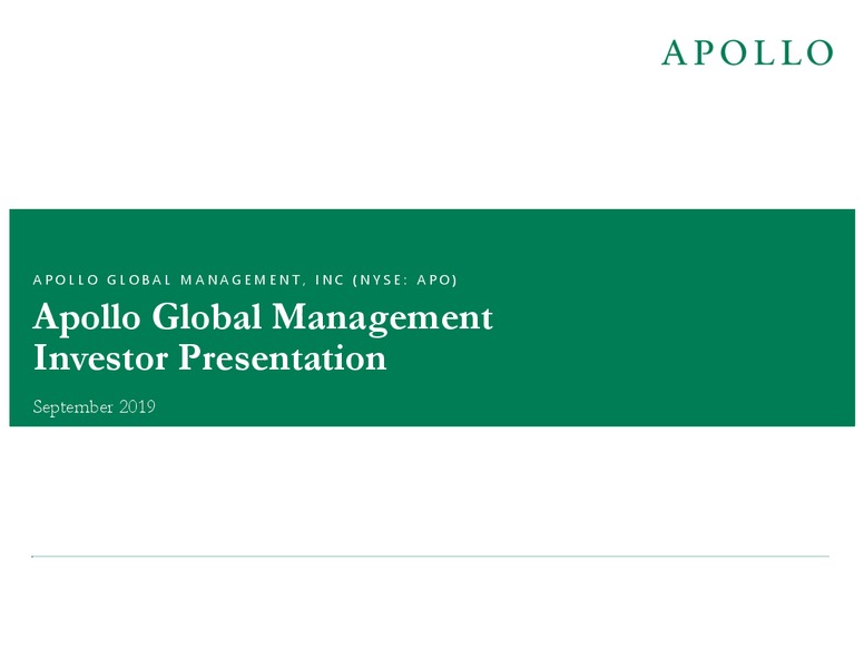 September 2019 Investor Presentation – Apollo Global Management, Llc – slide 1
