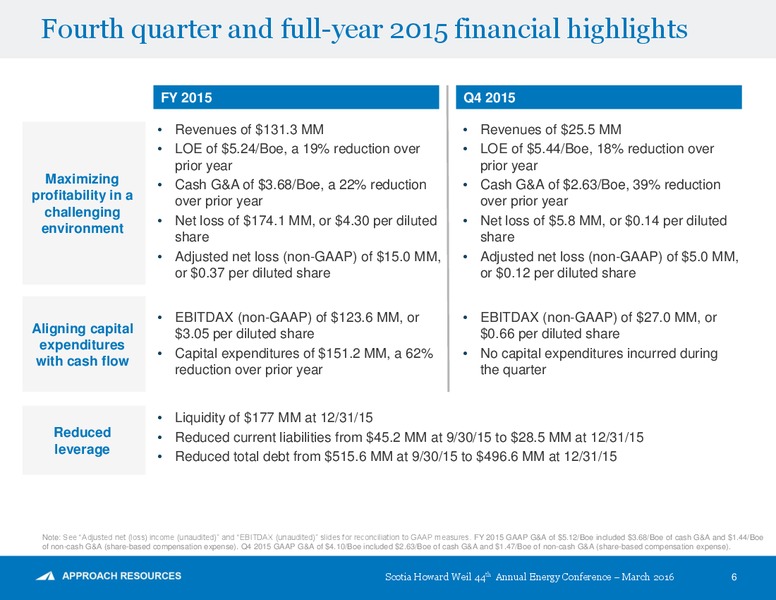 Scotia Howard Weil Energy Conference – Approach Resources, Inc. – slide 5