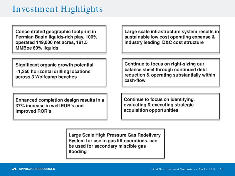 April 2018 Investor Presentation – Approach Resources, Inc. – slide 15