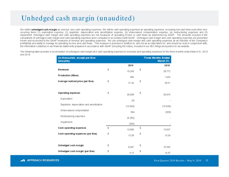 1Q 2019 Earnings Presentation – Approach Resources, Inc. – slide 14