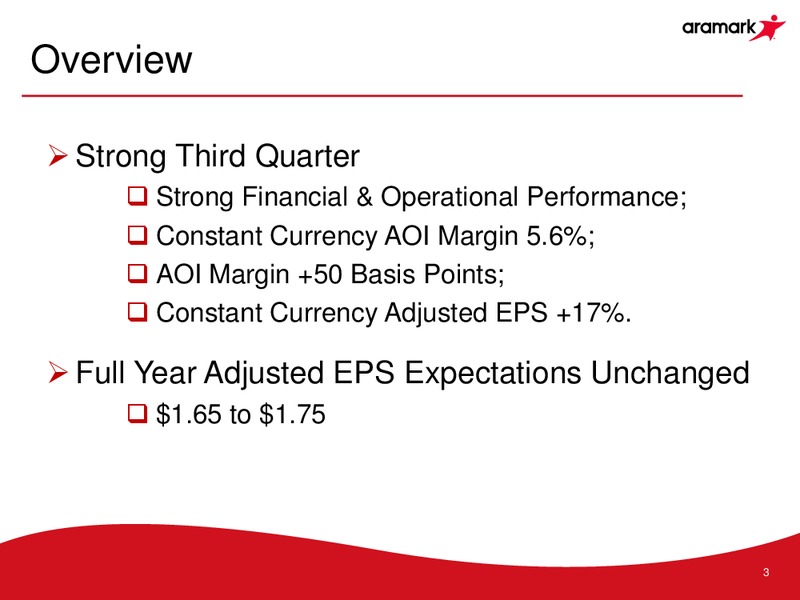 Q3 2016 Results – Aramark Group – slide 2
