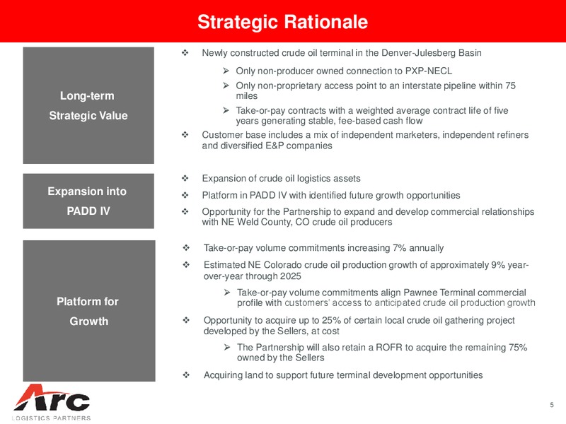 PAWNEE TERMINAL ACQUISITION – ARC Logistics Partners Lp – slide 4