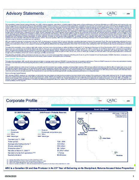 May 2020 Corporate Presentation – Arc Resources Ltd. – slide 2