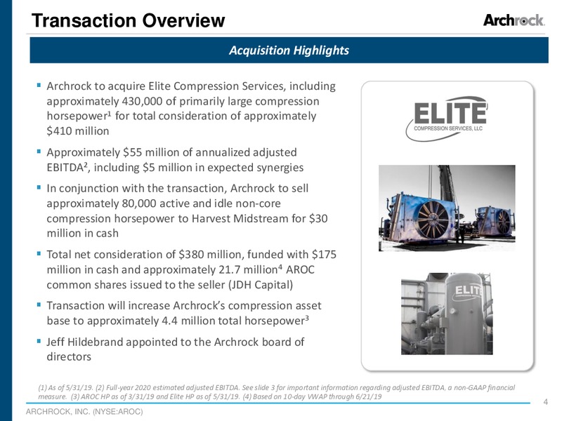 Acquisition of Elite Compression – Archrock Inc. – slide 2
