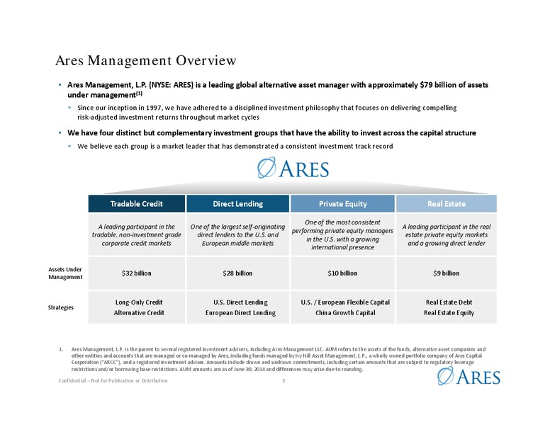 August 2014 Investor Presentation – Ares Management Lp – slide 2