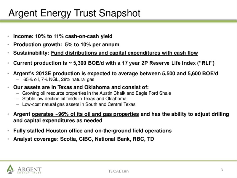 March 2013 Investor Presentation – Argent Energy Trust – slide 2