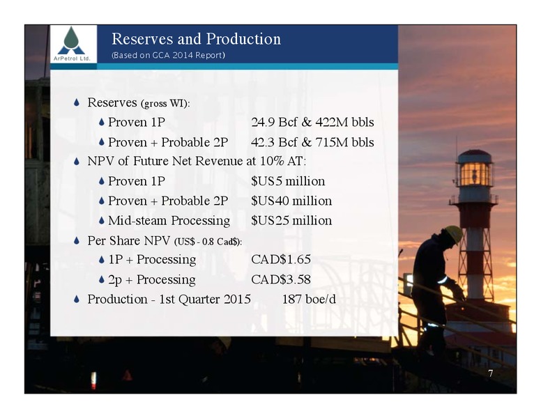 May 2015 Investor Presentation – Arpetrol Ltd. – slide 7