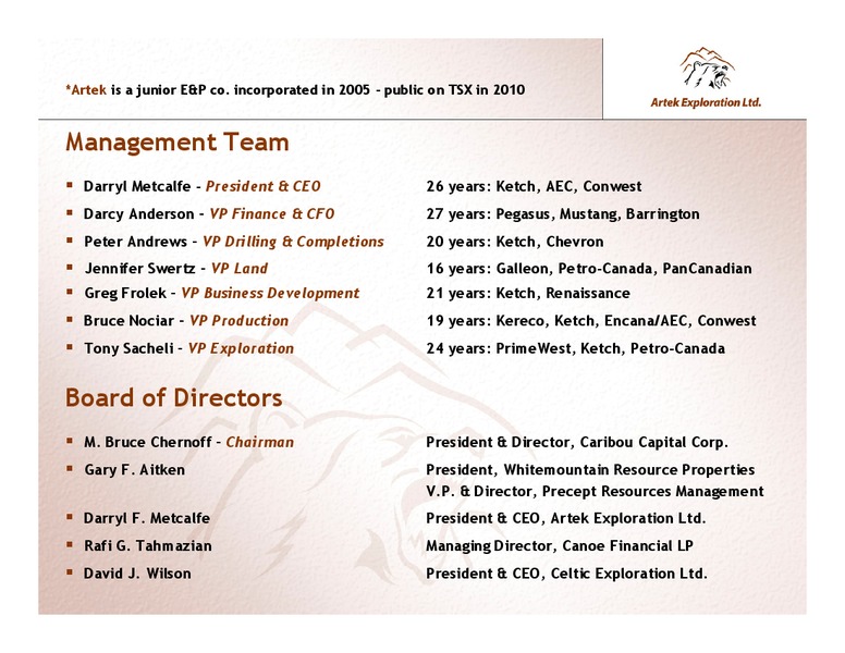 NOVEMBER 2012 INVESTOR PRESENTATION – Artek Exploration Ltd. – slide 16
