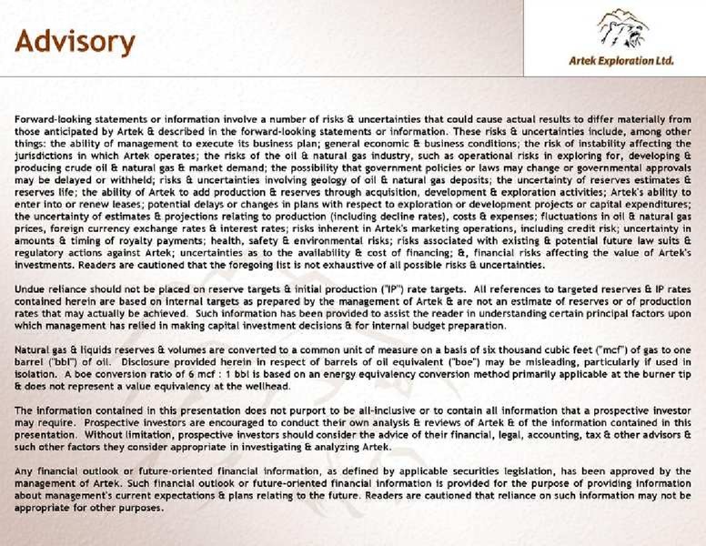 NOVEMBER 2011 INVESTOR PRESENTATION – Artek Exploration Ltd. – slide 23