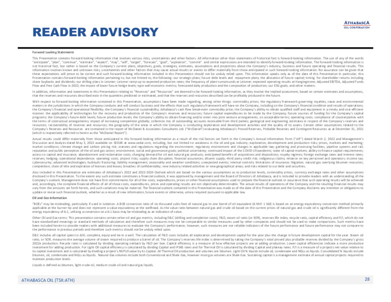 July 2022 Investor Presentation – Athabasca Oil Corp – slide 29