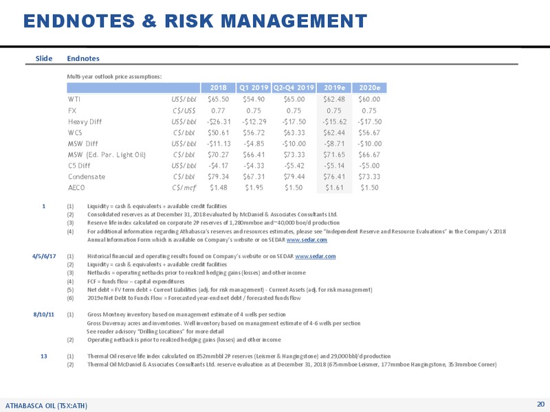 July 2019 Corporate Presentation – Athabasca Oil Corp – slide 21