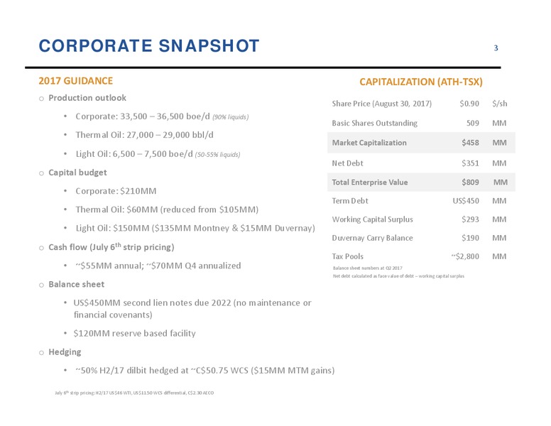 September 2017 Corporate Update – Athabasca Oil Corp – slide 4