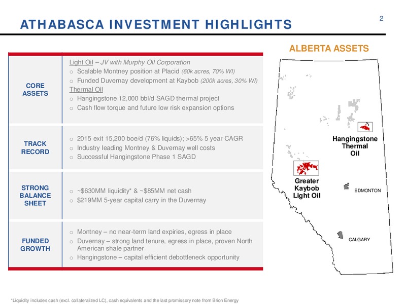 June 2016 Corporate Update – Athabasca Oil Corp – slide 2