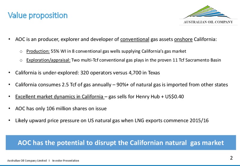 Good Oil Conference – Australian Oil & Gas Corp. – slide 2