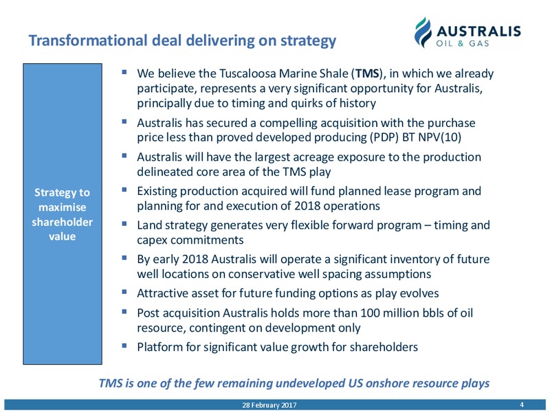Investor Presentation   February 2017 – Australis Oil & Gas Limited – slide 3