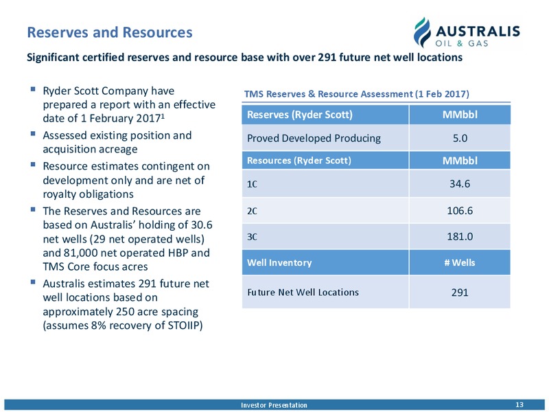 June 2017 Investor Presentation – Australis Oil & Gas Limited – slide 12