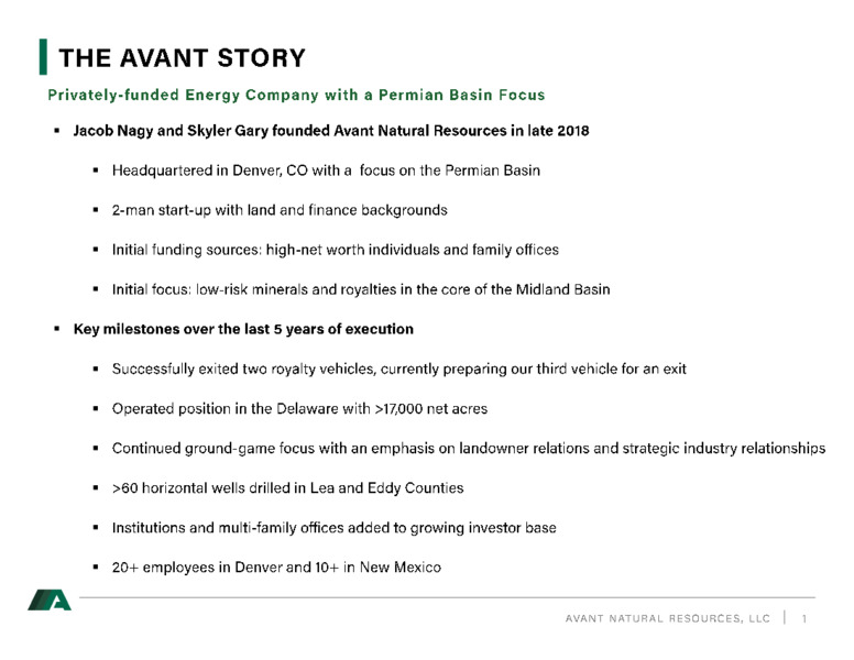 August 2024 Enercom – Avant Natural Resources – slide 2