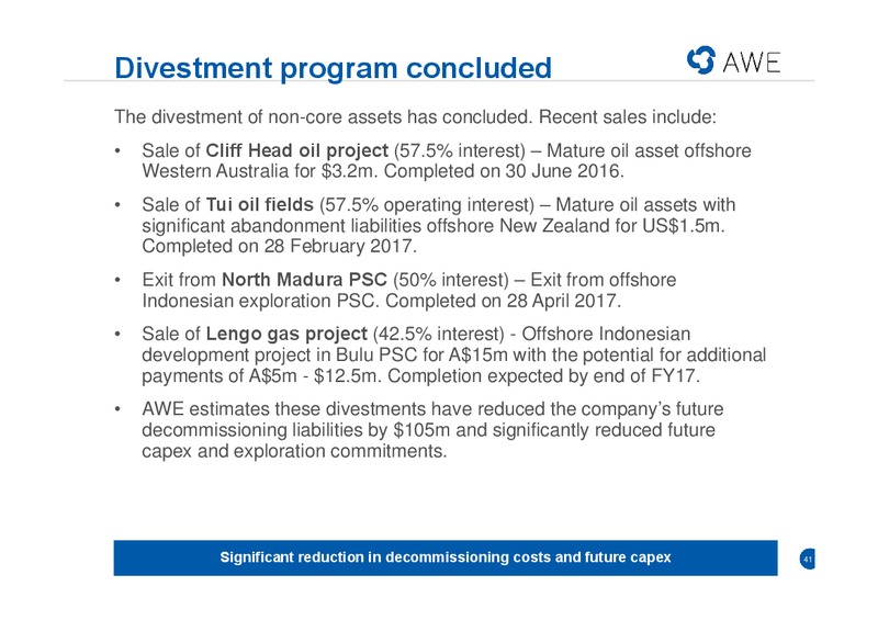 Asia Roadshow Presentation – Awe Limited – slide 39