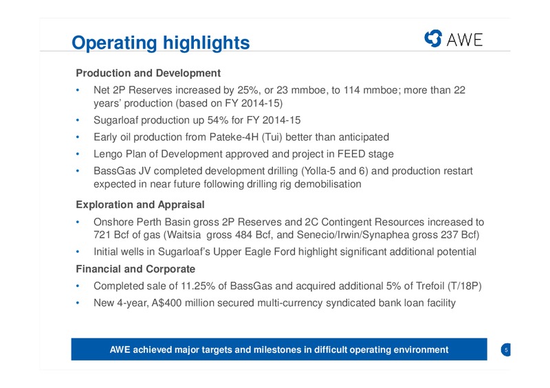 Full Year Results - 2014-2015 – Awe Limited – slide 4