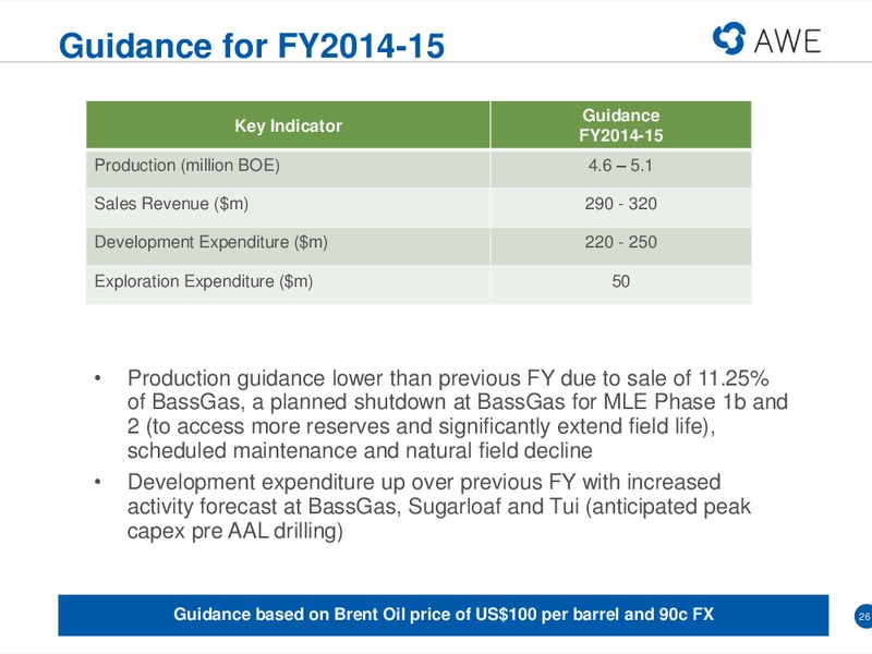 RIU GOOD OIL CONFERENCE – Awe Limited – slide 25