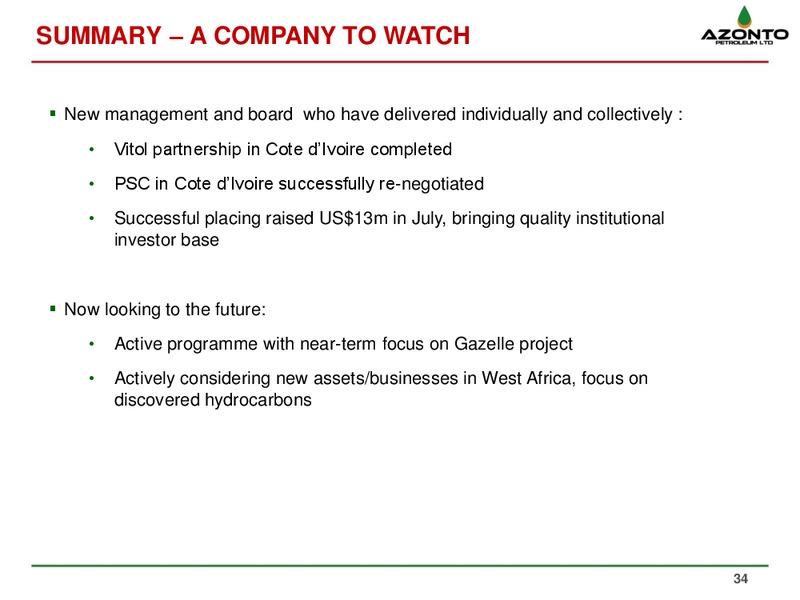 JANUARY 2014 CORPORATE PRESENTATION – Azonto Petroleum Ltd – slide 33