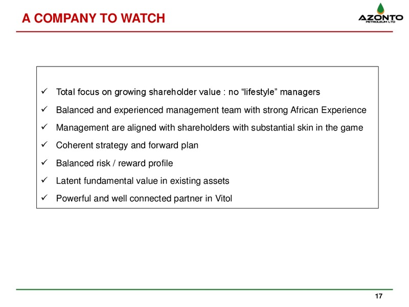 MARCH 2014 Corporate Presentation – Azonto Petroleum Ltd – slide 16