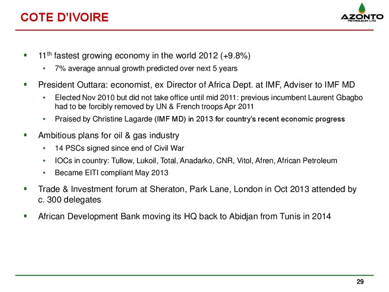 MAY 2014 CORPORATE PRESENTATION – Azonto Petroleum Ltd – slide 28