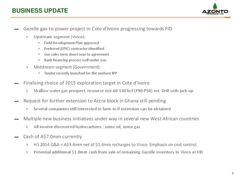 OCTOBRE 2014 CORPORATE PRESENTATION – Azonto Petroleum Ltd – slide 2