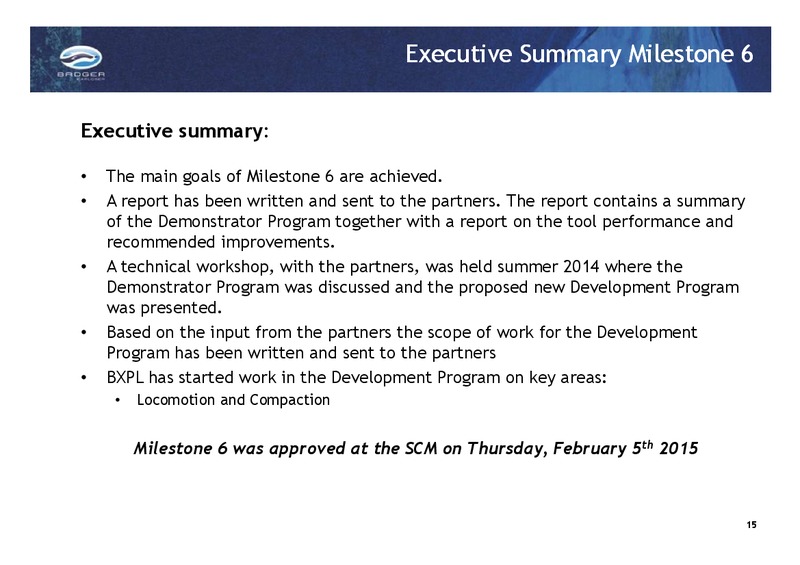Q4 2014 Investor Presentation – Badger Explorer – slide 14