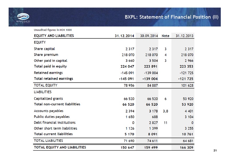 Q4 2014 Investor Presentation – Badger Explorer – slide 20
