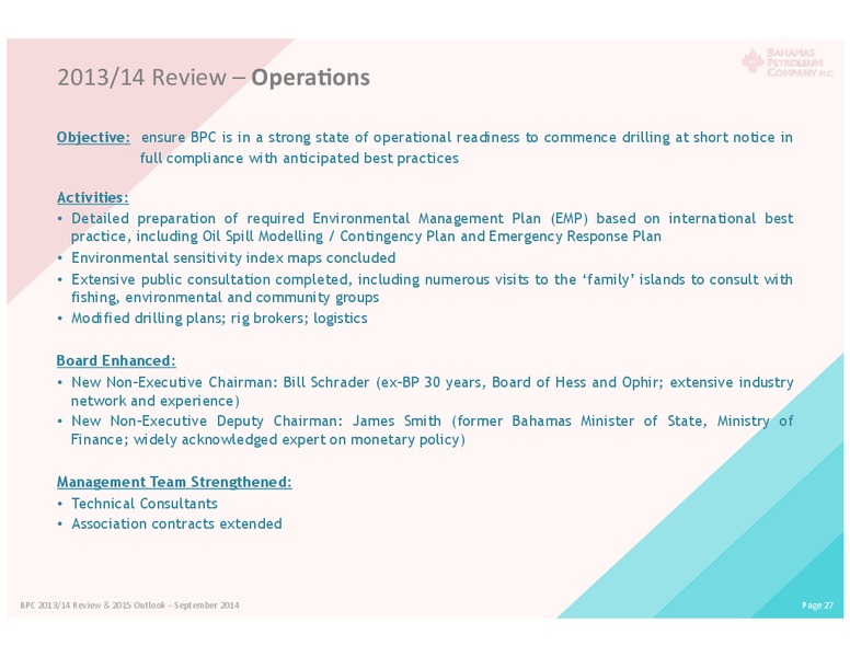 Shareholder Meeting – Bahamas Petroleum – slide 26