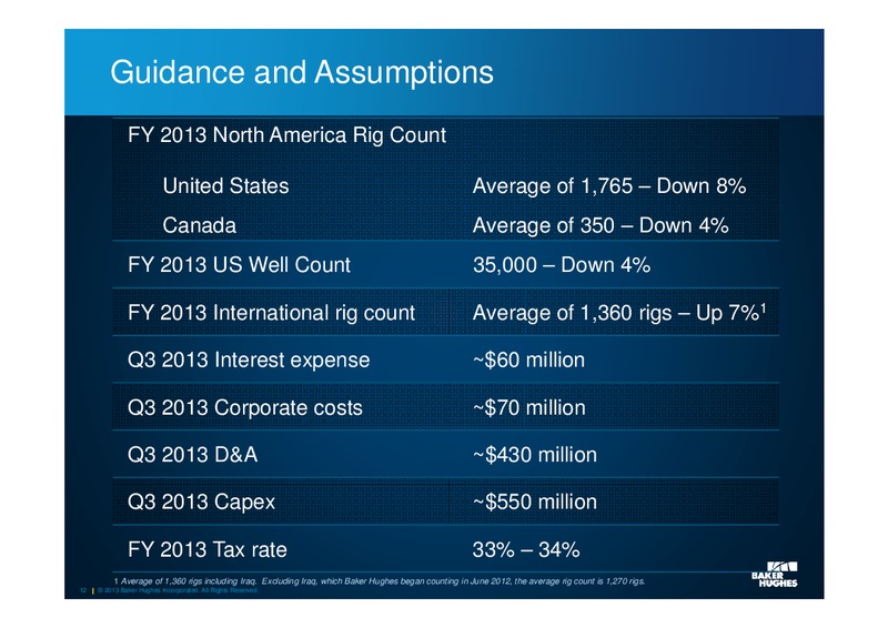 Q2 2013 EARNINGS CALL – Baker Hughes – slide 11