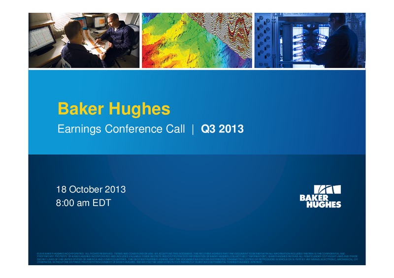 Q3 2013 EARNINGS CALL – Baker Hughes – slide 1