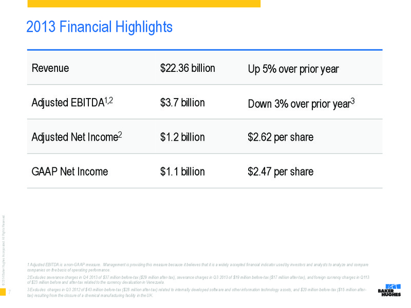 Earnings Conference Call Q4 2013 – Baker Hughes – slide 6