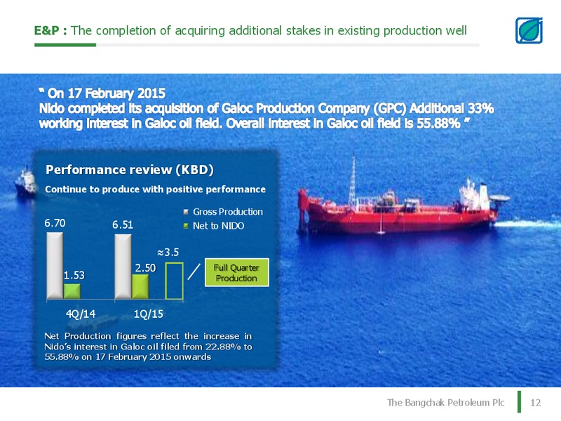 Q1 2015 RESULTS – Bangchak Petroleum Plc – slide 12