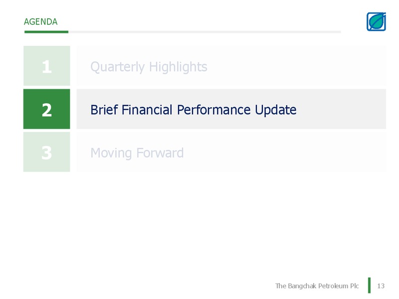 Q1 2015 RESULTS – Bangchak Petroleum Plc – slide 13
