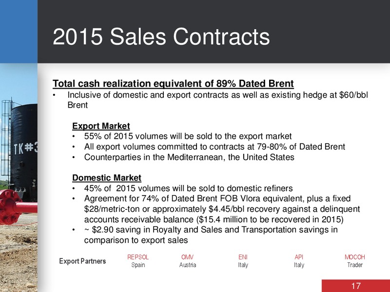 APRIL 2015 CORPORATE PRESENTATION – Bankers Petroleum Ltd. – slide 16