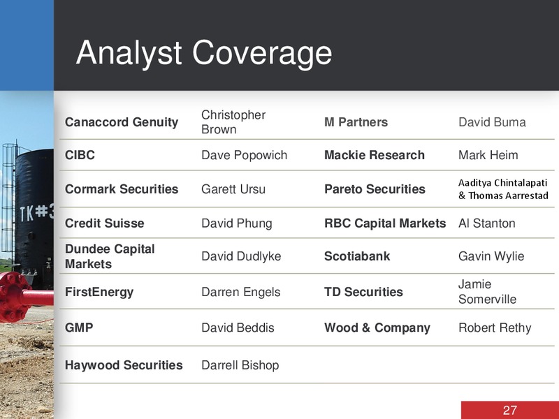 APRIL 2015 CORPORATE PRESENTATION – Bankers Petroleum Ltd. – slide 26