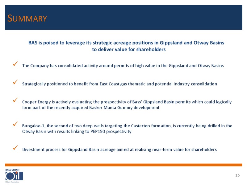 INVESTOR PRESENTATION – Bass Strait O&g – slide 14