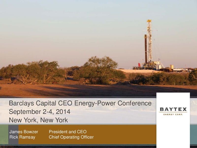 Barclays Capital CEO Energy Power Conference – Baytex Energy Corp. – slide 1